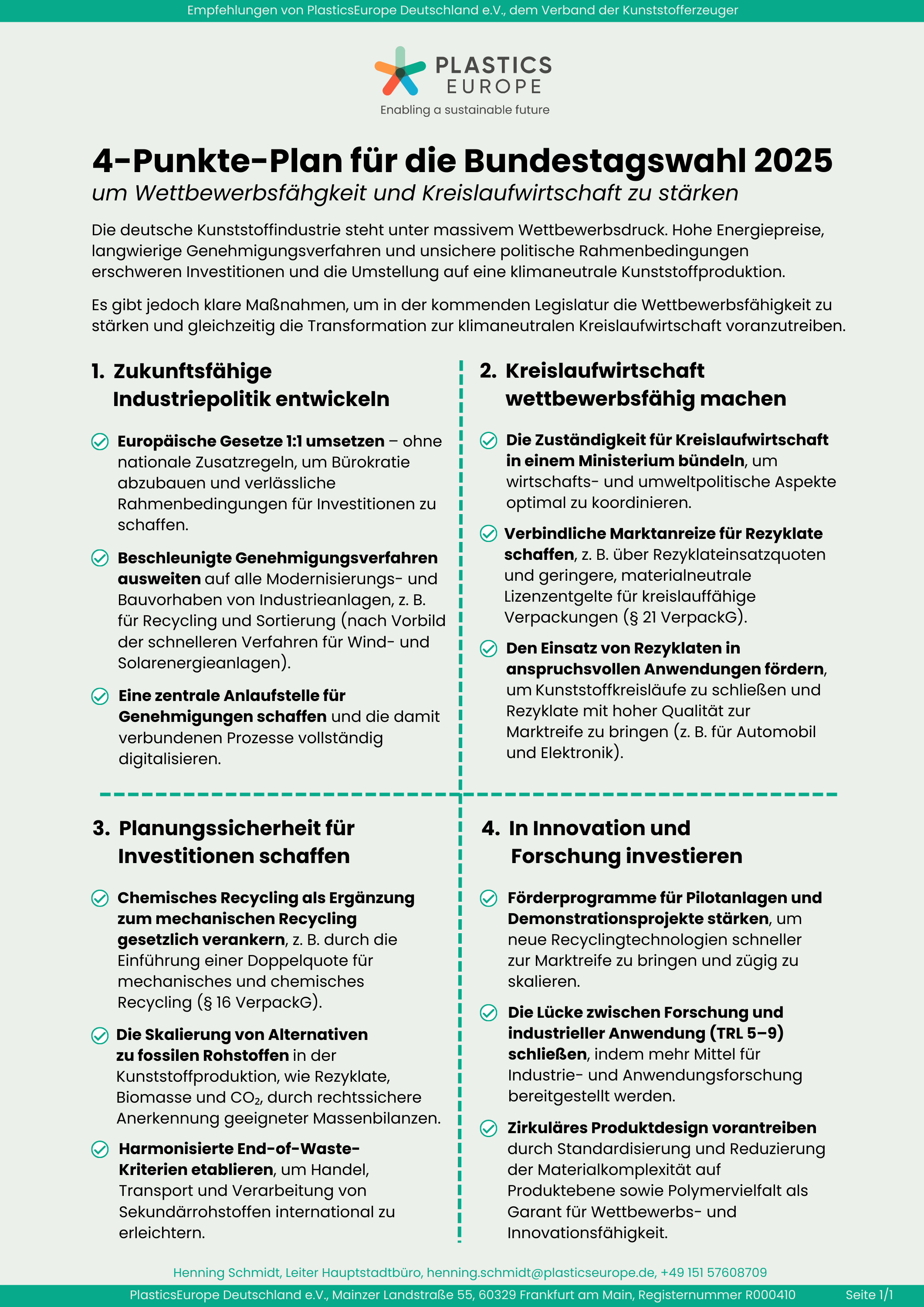 4-Punkte-Plan für die Bundestagswahl 2025